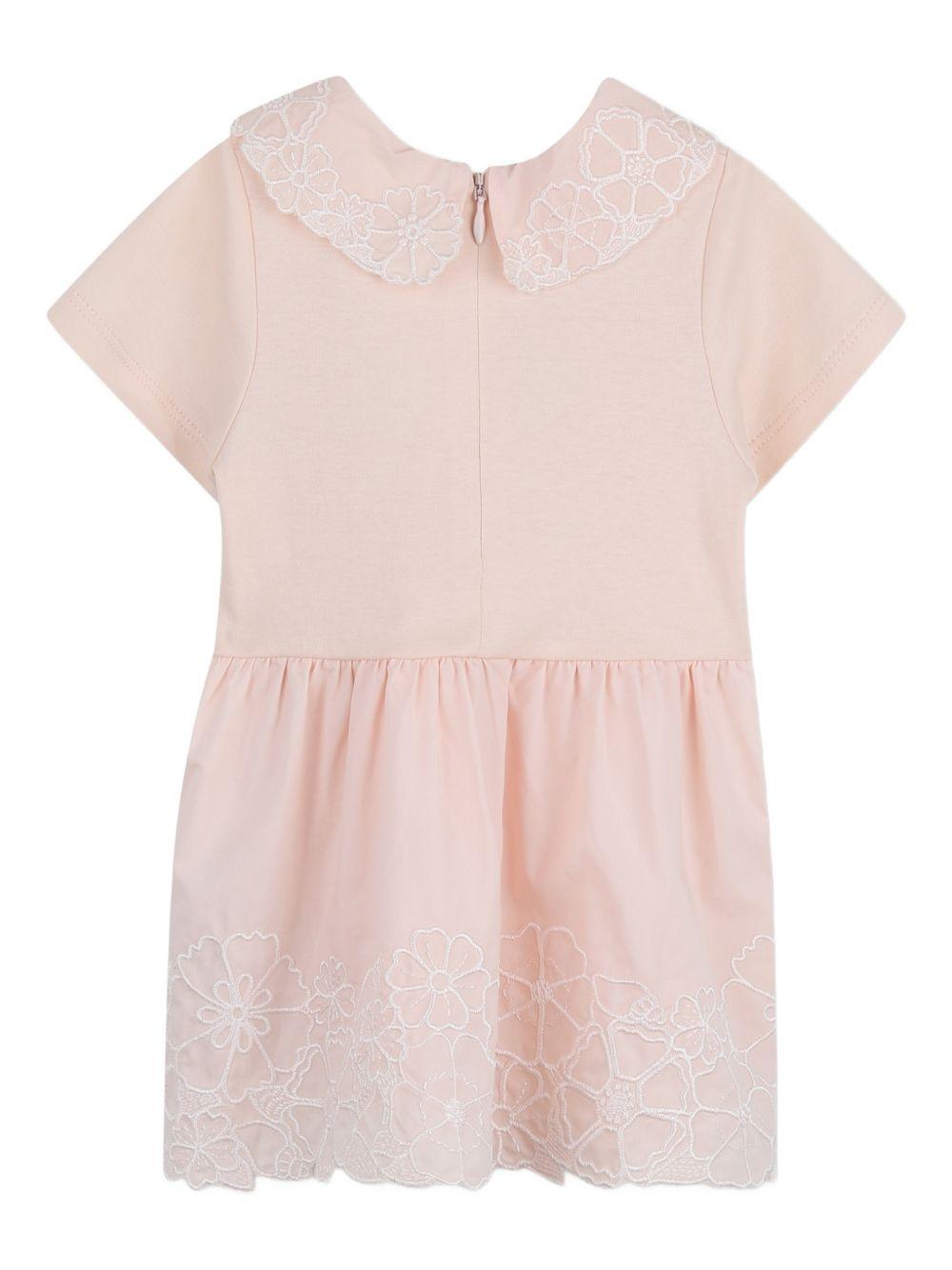 Abito per neonata Chloé Kids rosa con colletto alla Peter Pan C20895 46J CHLOE' KIDS 