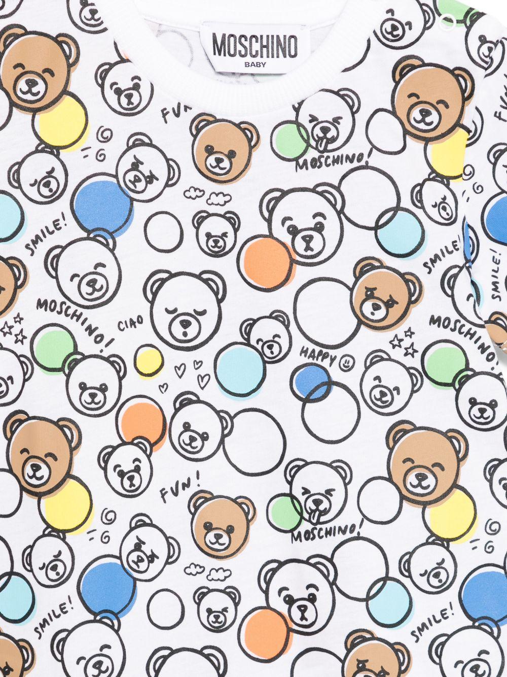 Tutina per neonato Moschino Kids multicolore com stampa grafica all-over MUT04LLAB5A 83680 MOSCHINO KIDS 