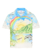 Camicia da bambino Casablanca Kids blu con stampa grafica KSP26SH18002 ALOHA CASABLANCA KIDS 