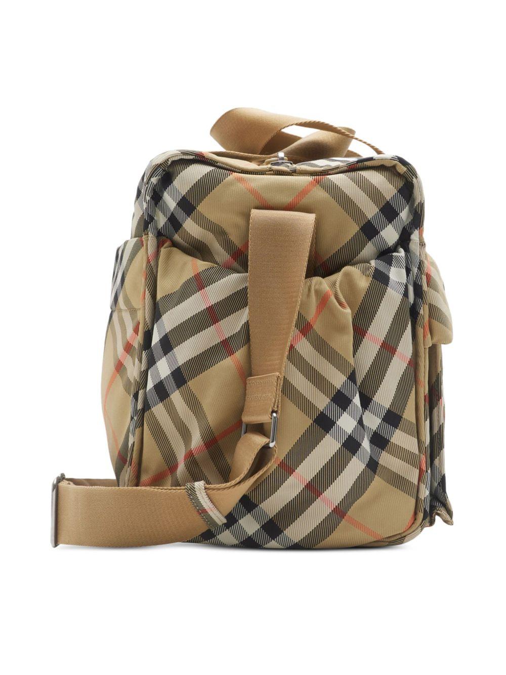 Borsa fasciatoio per neonati Burberry Kids marrone a quadri con scomparto laterale 8100214 B9368 BURBERRY KIDS 