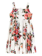 Abito per bambina Dolce & Gabbana Kids bianco con stampa a fiori L53DI6 HS5UU HA5ZO DOLCE & GABBANA KIDS 