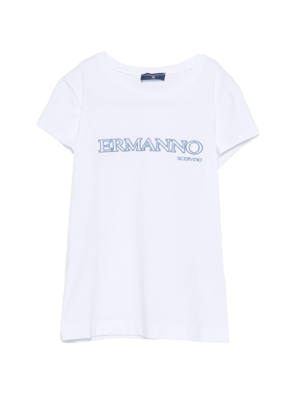 T-shirt per bambina Ermanno Scervino Junior bianca con logo sul davanti Z1G608 7201 9958 ERMANNO SCERVINO JUNIOR 