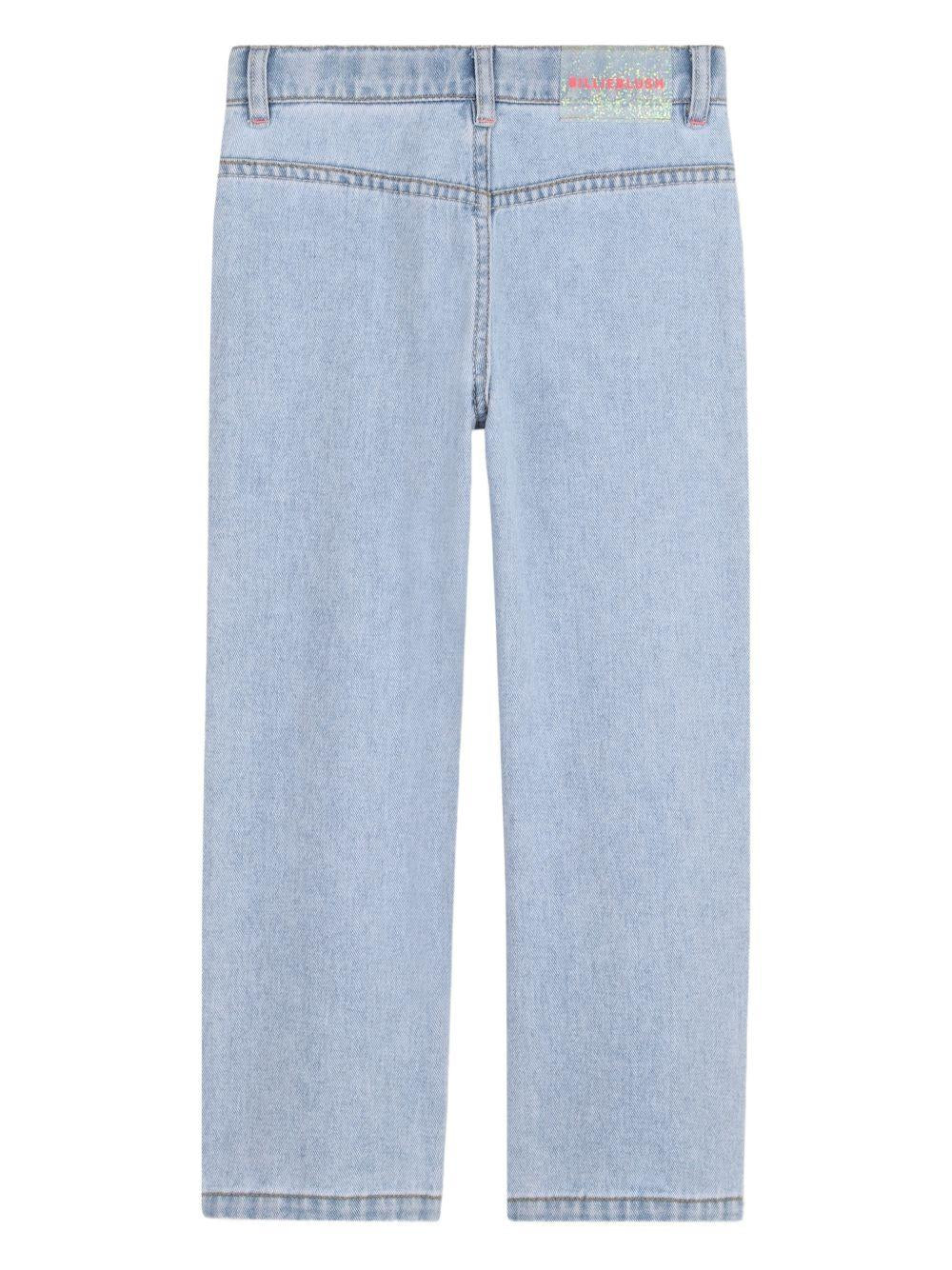 Pantaloni per bambina Billieblush azzurro con tacshe decorate U21878 Z18 BILLIEBLUSH 