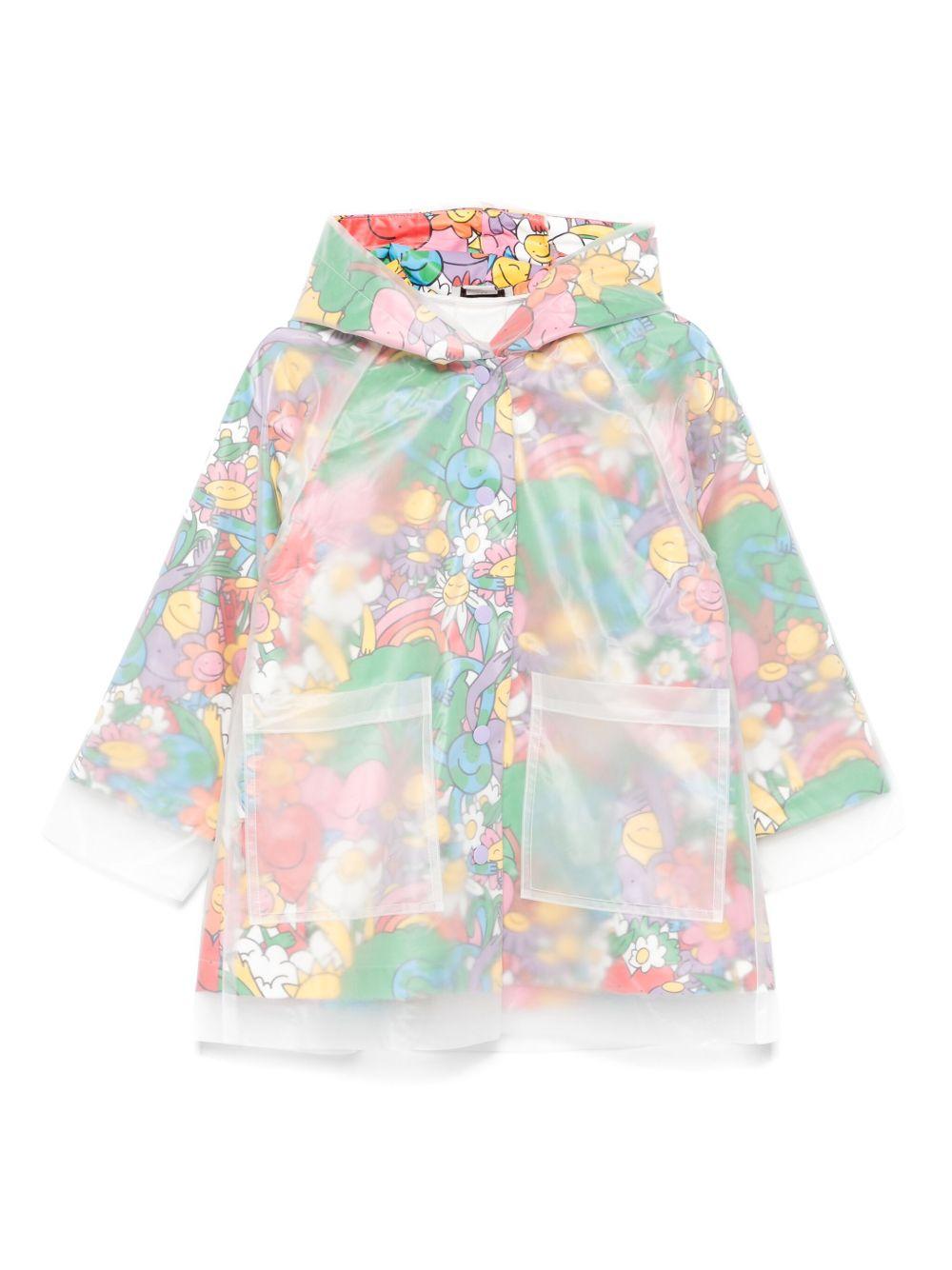 Impermeabile per bambina Stella McCartney Kids verde a fiori - Rubino Kids