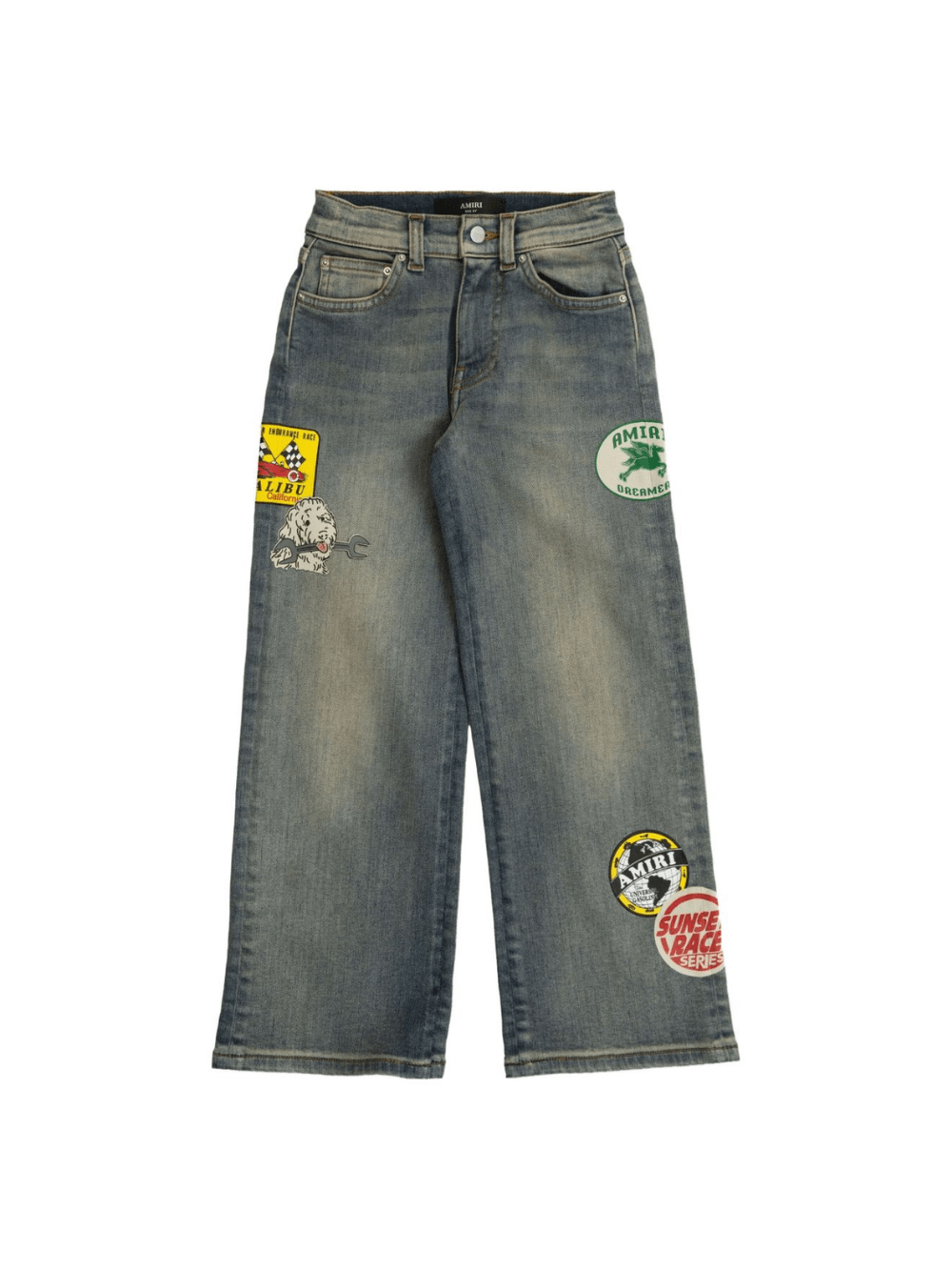 Jeans a gamba ampia per bambino Amiri Kids blu con applicazione - Rubino Kids