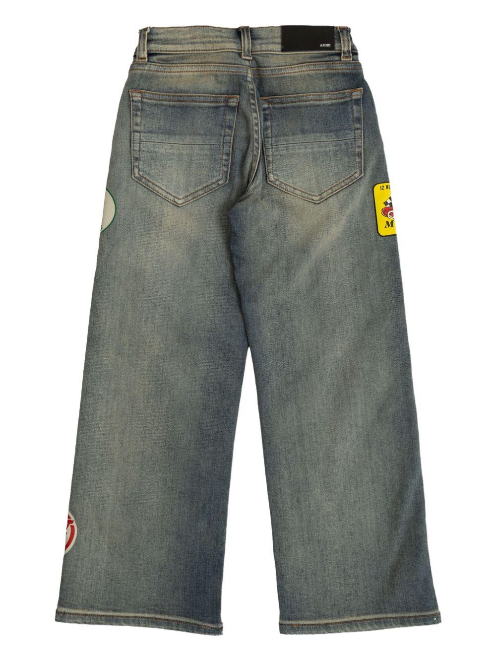 Jeans a gamba ampia per bambino Amiri Kids blu con applicazione - Rubino Kids