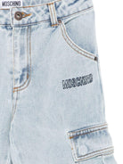 Jeans cargo per bambino Moschino Kids in denim ricamati - Rubino Kids