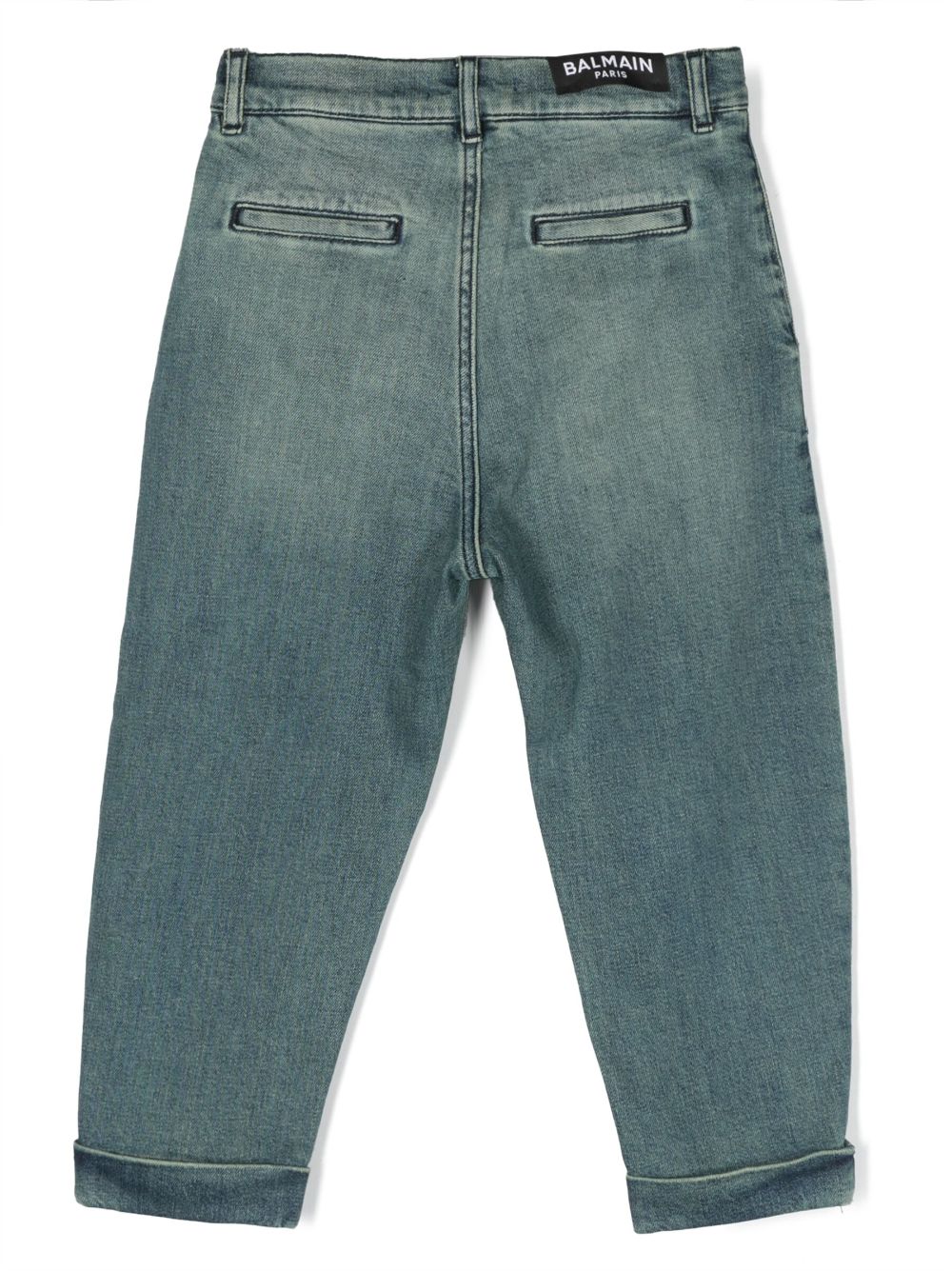 Jeans con logo e patch con dettaglio di pieghe - Rubino Kids