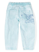 Jeans con motivo cavaliere equestre per bambina Burberry Kids azzurro con vita elasticizzata sul retro - Rubino Kids