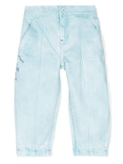 Jeans con motivo cavaliere equestre per bambina Burberry Kids azzurro con vita elasticizzata sul retro - Rubino Kids