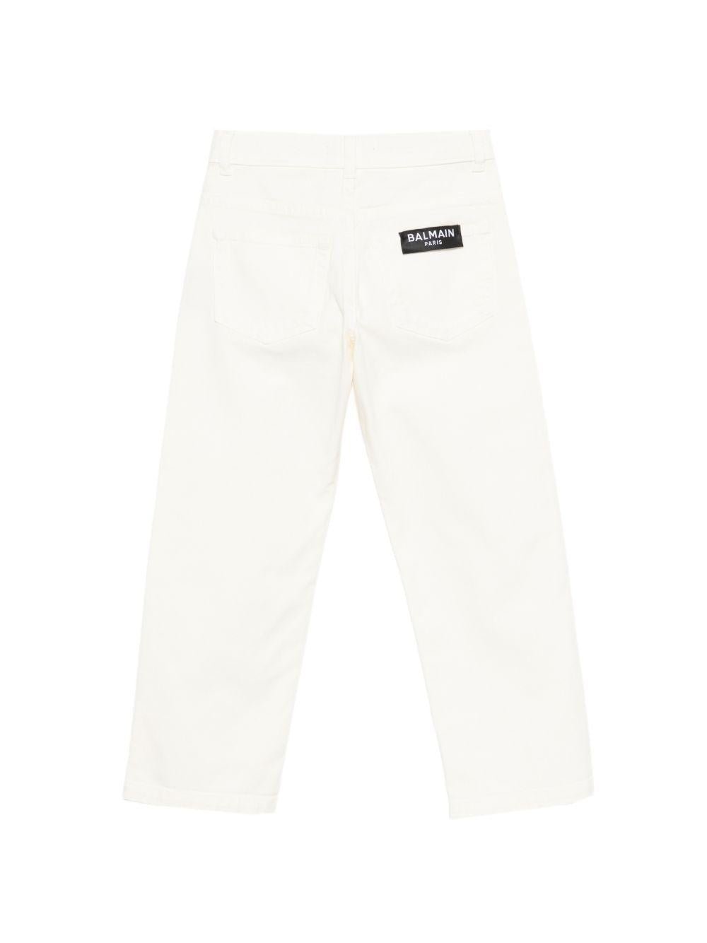 Jeans da bambino Balmain Kids bianco con decorazione - Rubino Kids