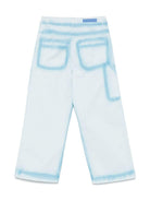 Jeans dritti con effetto vernice per bambino Palm Angels Kids azzurro con passanti - Rubino Kids