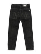 Jeans dritti con effetto vissuto per bambino John Richmond Junior nero con passanti - Rubino Kids