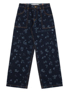 Jeans dritti per bambina Philosophy Di Lorenzo Serafini Kids in denim a fiori - Rubino Kids