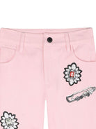 Jeans dritti per bambina The Marc Jacobs Kids rosa con ricamo - Rubino Kids