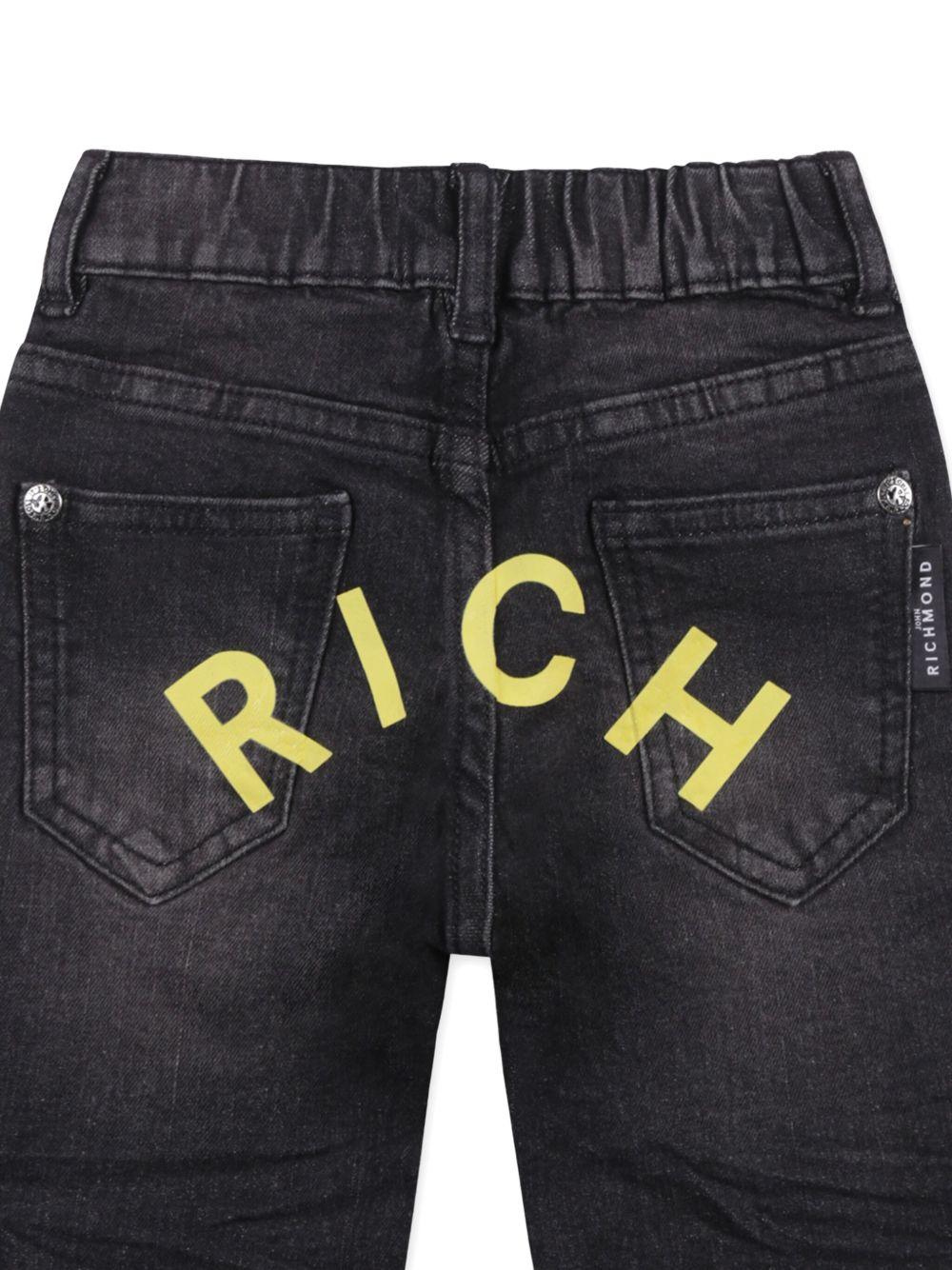 Jeans dritti per neonato John Richmond Junior nero con design a cinque tasche - Rubino Kids