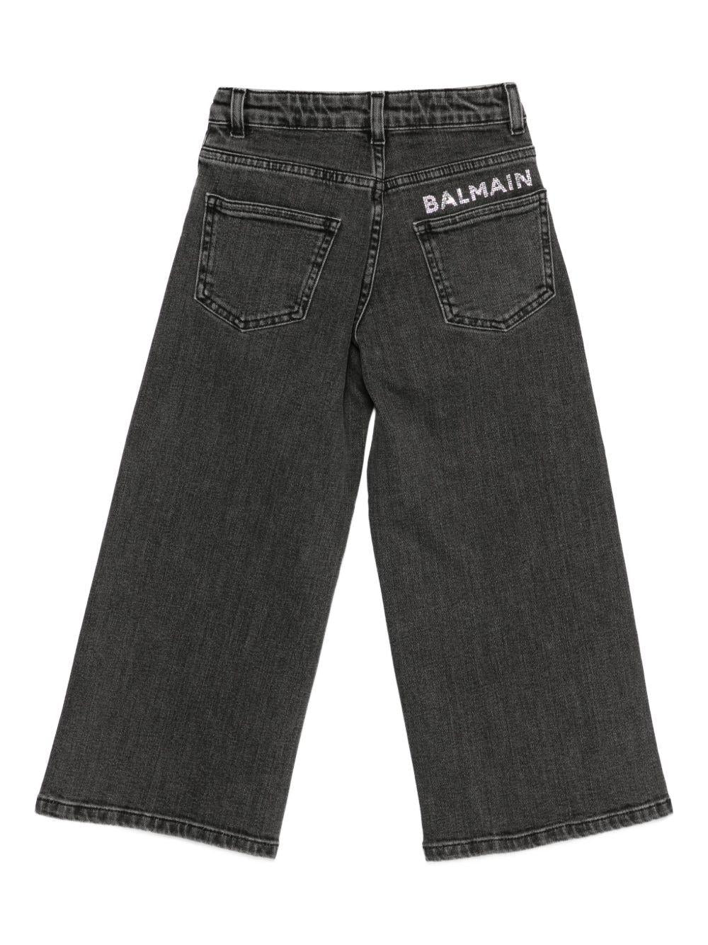 Jeans per bambina Balmain Kids neri a gamba dritta - Rubino Kids