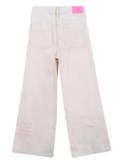 Jeans per bambina Billieblush bianchi con applicazione logo - Rubino Kids