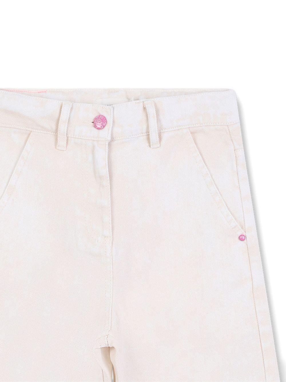 Jeans per bambina Billieblush bianchi con applicazione logo - Rubino Kids