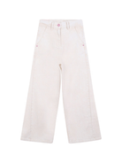 Jeans per bambina Billieblush bianchi con applicazione logo - Rubino Kids