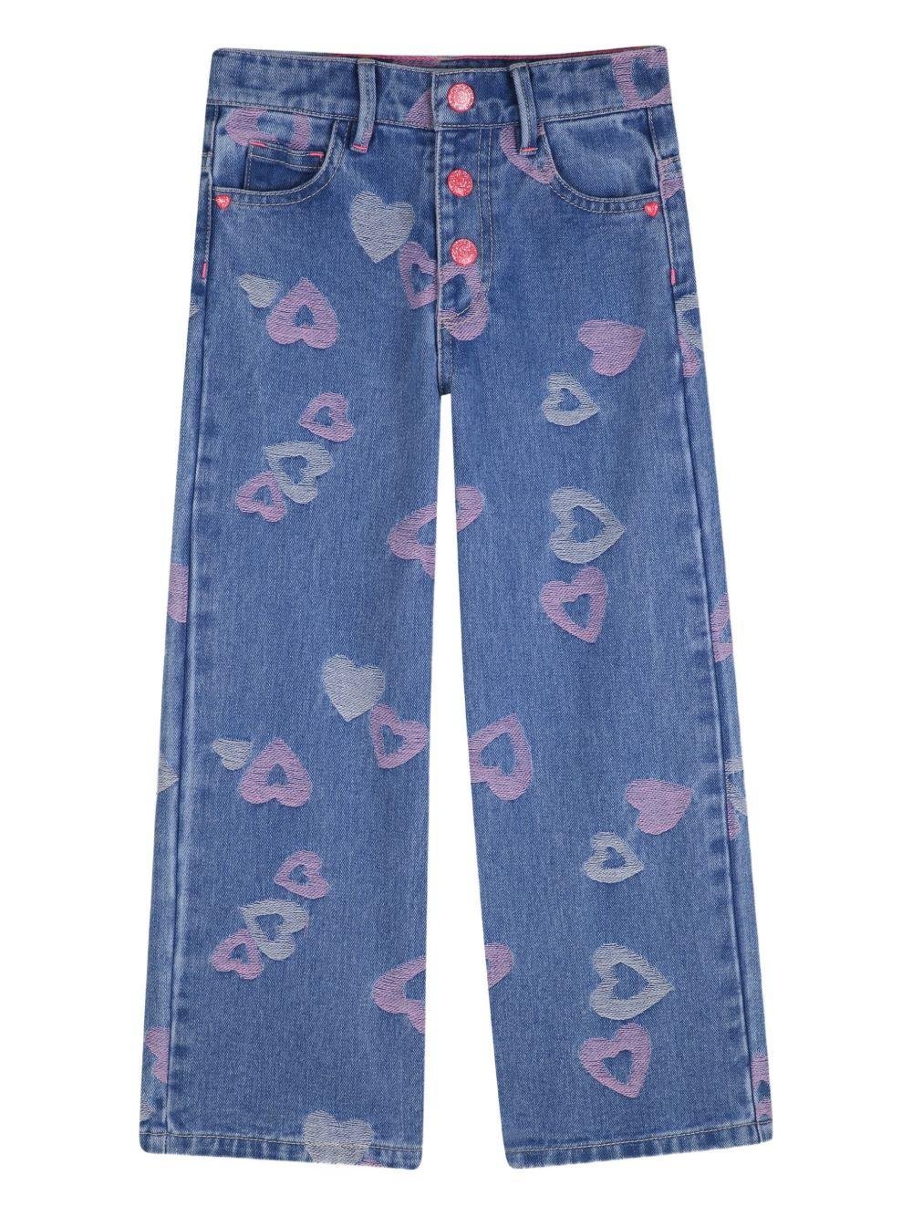 Jeans per bambina Billieblush blu con dettagli a cuore - Rubino Kids