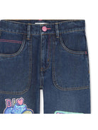 Jeans per bambina Billieblush in denim con applicazione - Rubino Kids