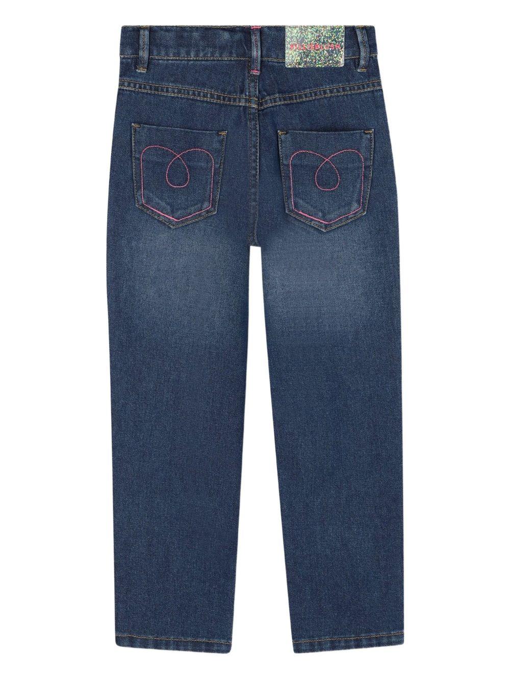 Jeans per bambina Billieblush in denim con applicazione - Rubino Kids