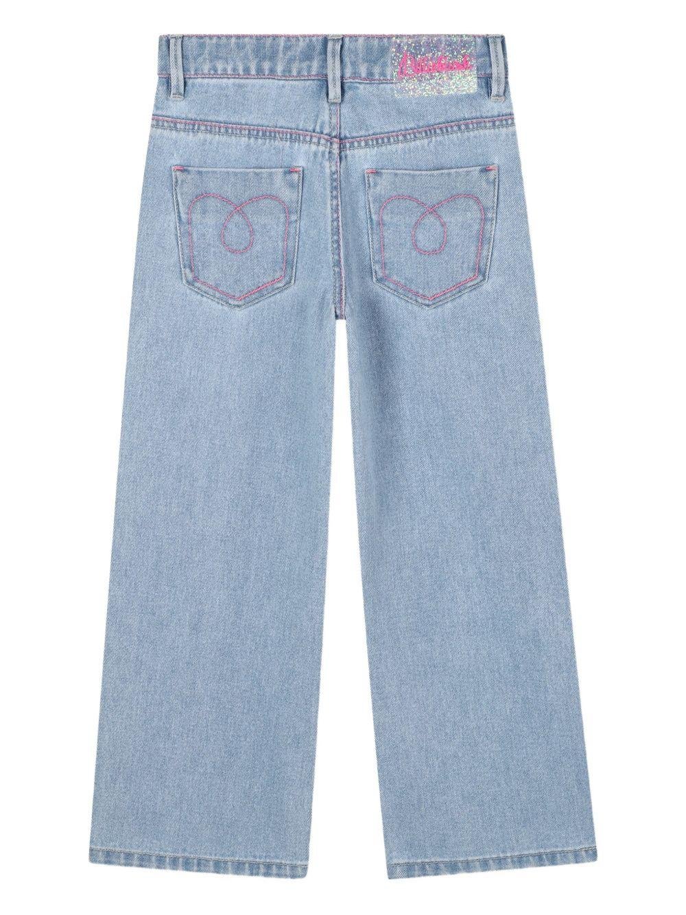 Jeans per bambina Billieblush in denim decorati con scritte - Rubino Kids