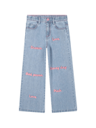 Jeans per bambina Billieblush in denim decorati con scritte - Rubino Kids