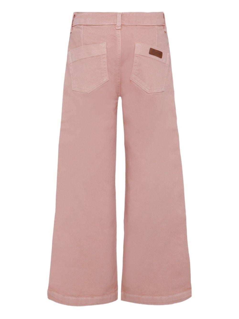 Jeans per bambina Bonpoint rosa con applicazione logo - Rubino Kids