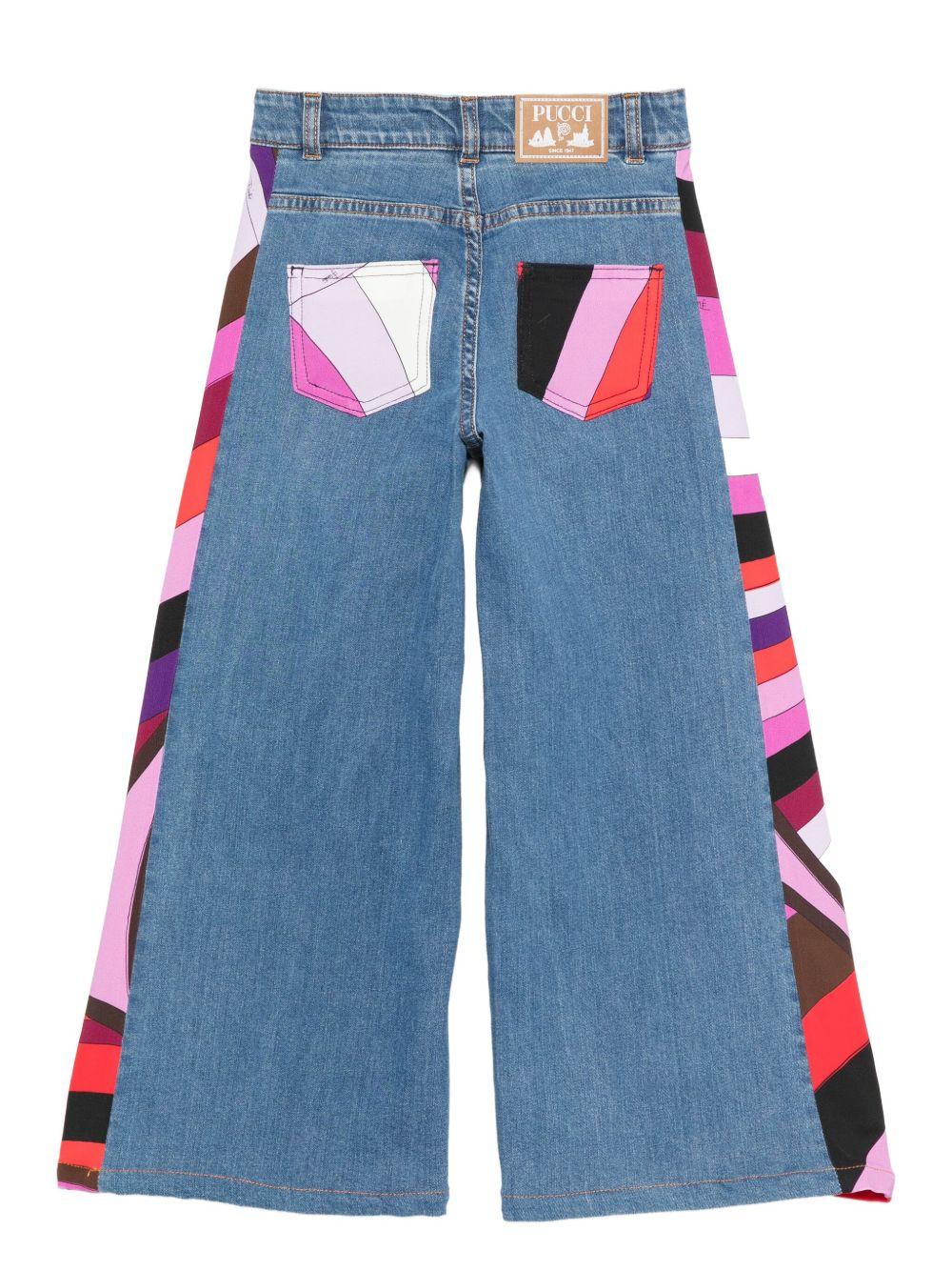 Jeans per bambina Emilio Pucci Junior in denim con design a inserti - Rubino Kids
