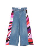 Jeans per bambina Emilio Pucci Junior in denim con design a inserti - Rubino Kids