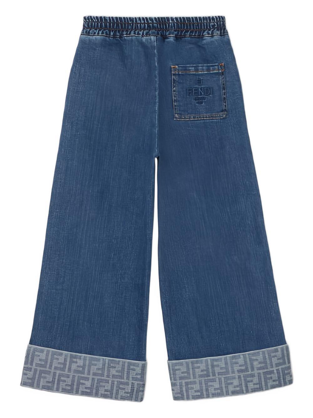 Jeans per bambina Fendi Kids blu a gamba ampia - Rubino Kids