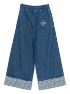 Jeans per bambina Fendi Kids in denim con motivo FF - Rubino Kids