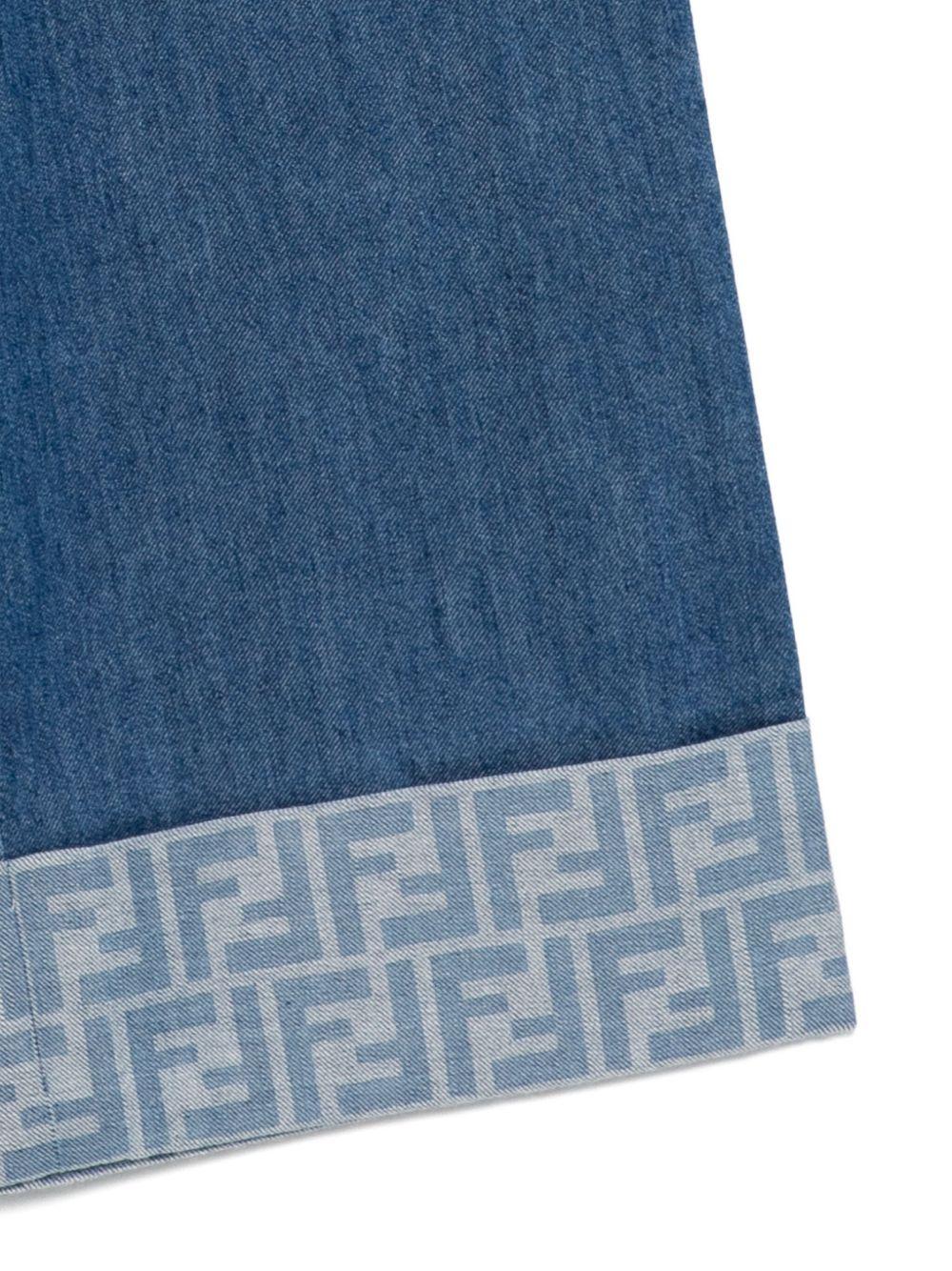 Jeans per bambina Fendi Kids in denim con motivo FF - Rubino Kids