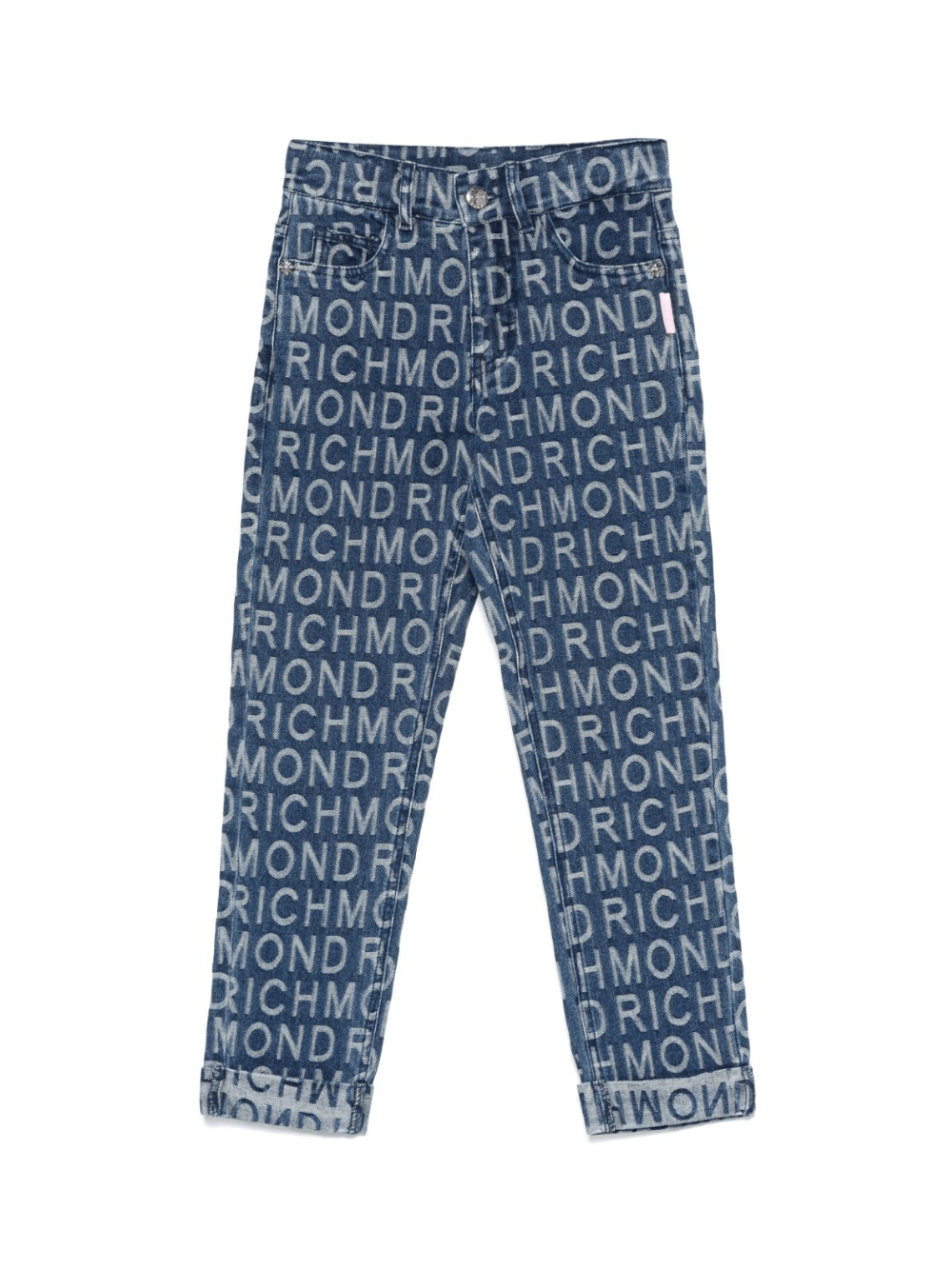 Jeans per bambina John Richmond Junior in denim con effetto jacquard - Rubino Kids