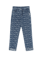 Jeans per bambina John Richmond Junior in denim con effetto jacquard - Rubino Kids