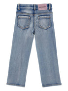 Jeans per bambina Monnalisa in denim con ricamo a fiori - Rubino Kids