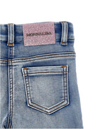 Jeans per bambina Monnalisa in denim con ricamo a fiori - Rubino Kids