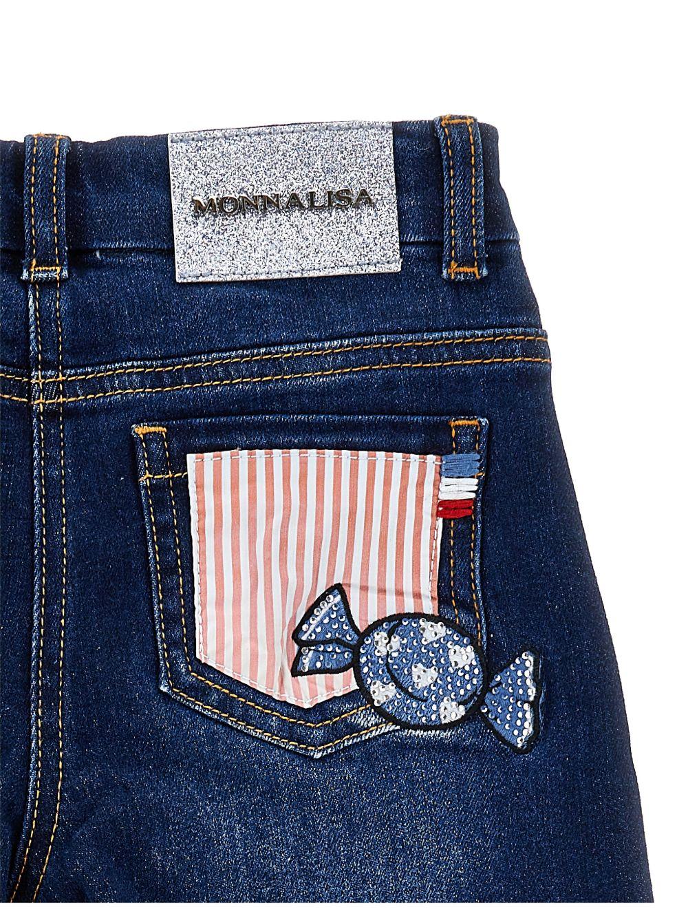 Jeans per bambina Monnalisa x Hello Kitty in denim con applicazione - Rubino Kids