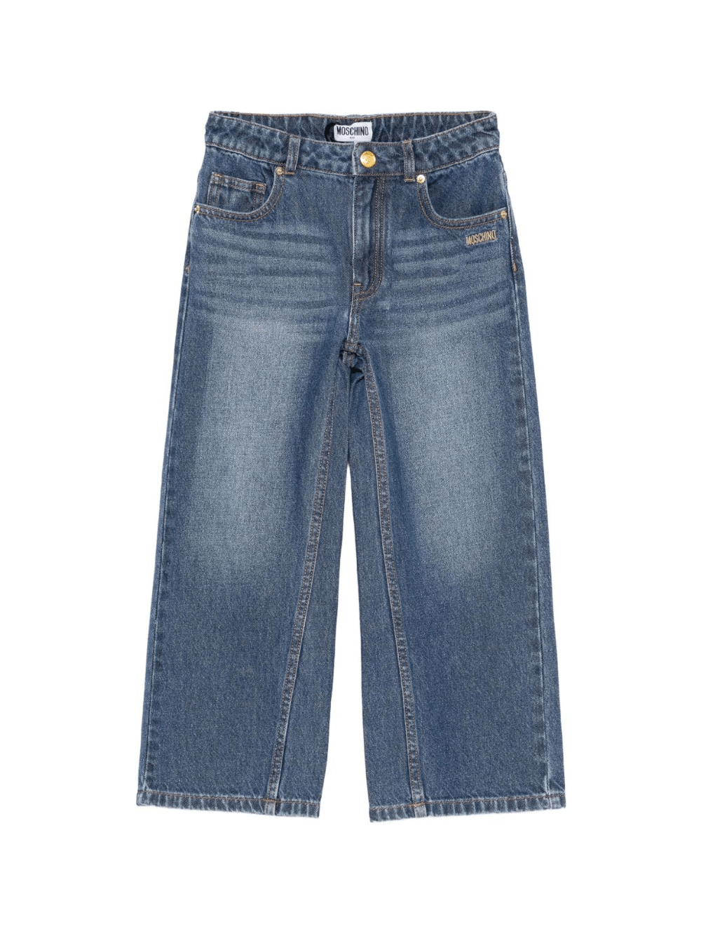 Jeans per bambina Moschino Kids denim con logo ricamato sul davanti - Rubino Kids