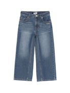 Jeans per bambina Moschino Kids denim con logo ricamato sul davanti - Rubino Kids