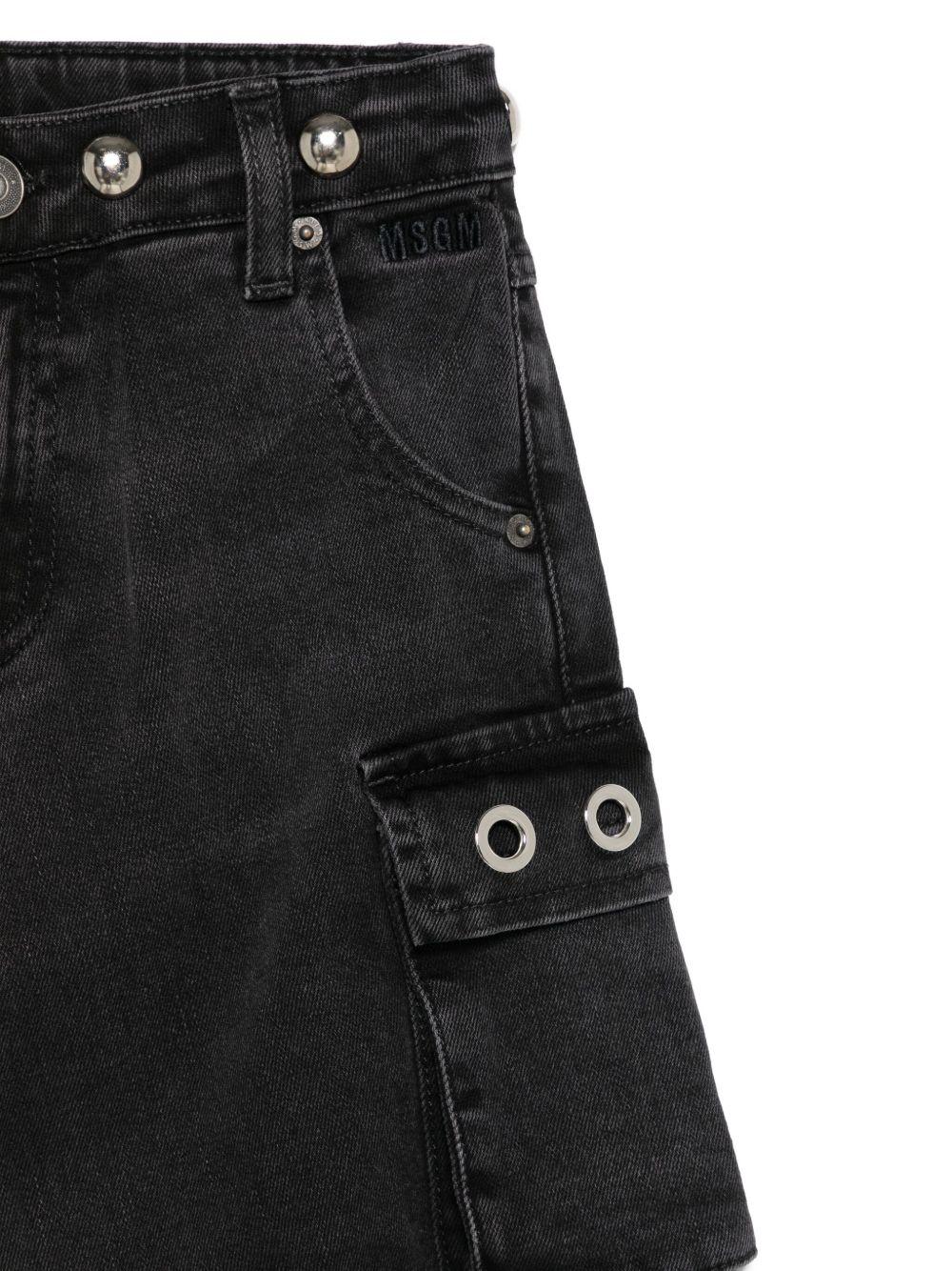 Jeans per bambina MSGM Kids in denim nero modello cargo - Rubino Kids