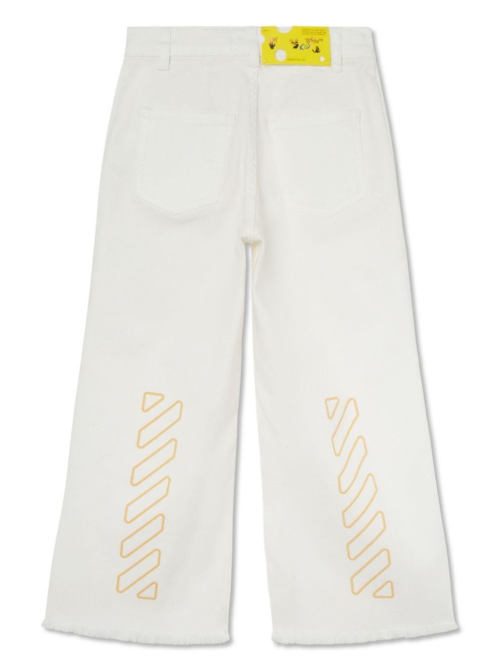 Jeans per bambina Off - White Kids Bookish bianco con orlo sfrangiato - Rubino Kids