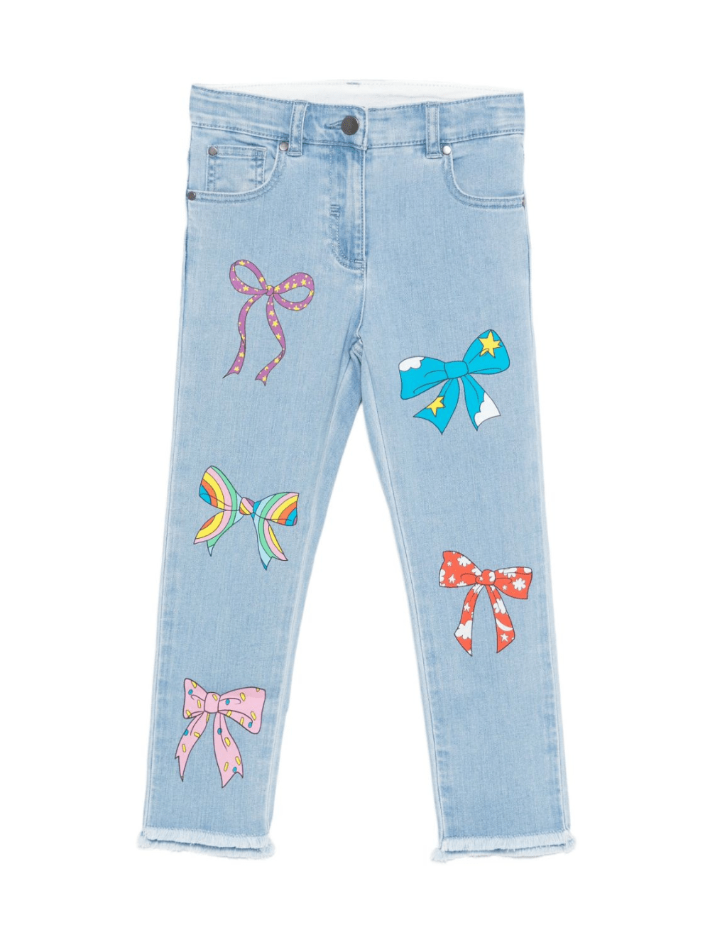 Jeans per bambina Stella McCartney Kids in denim con ricamo fiocco - Rubino Kids