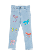 Jeans per bambina Stella McCartney Kids in denim con ricamo fiocco - Rubino Kids
