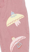 Jeans per bambina Stella McCartney Kids rosa con ricamo con uccelli - Rubino Kids