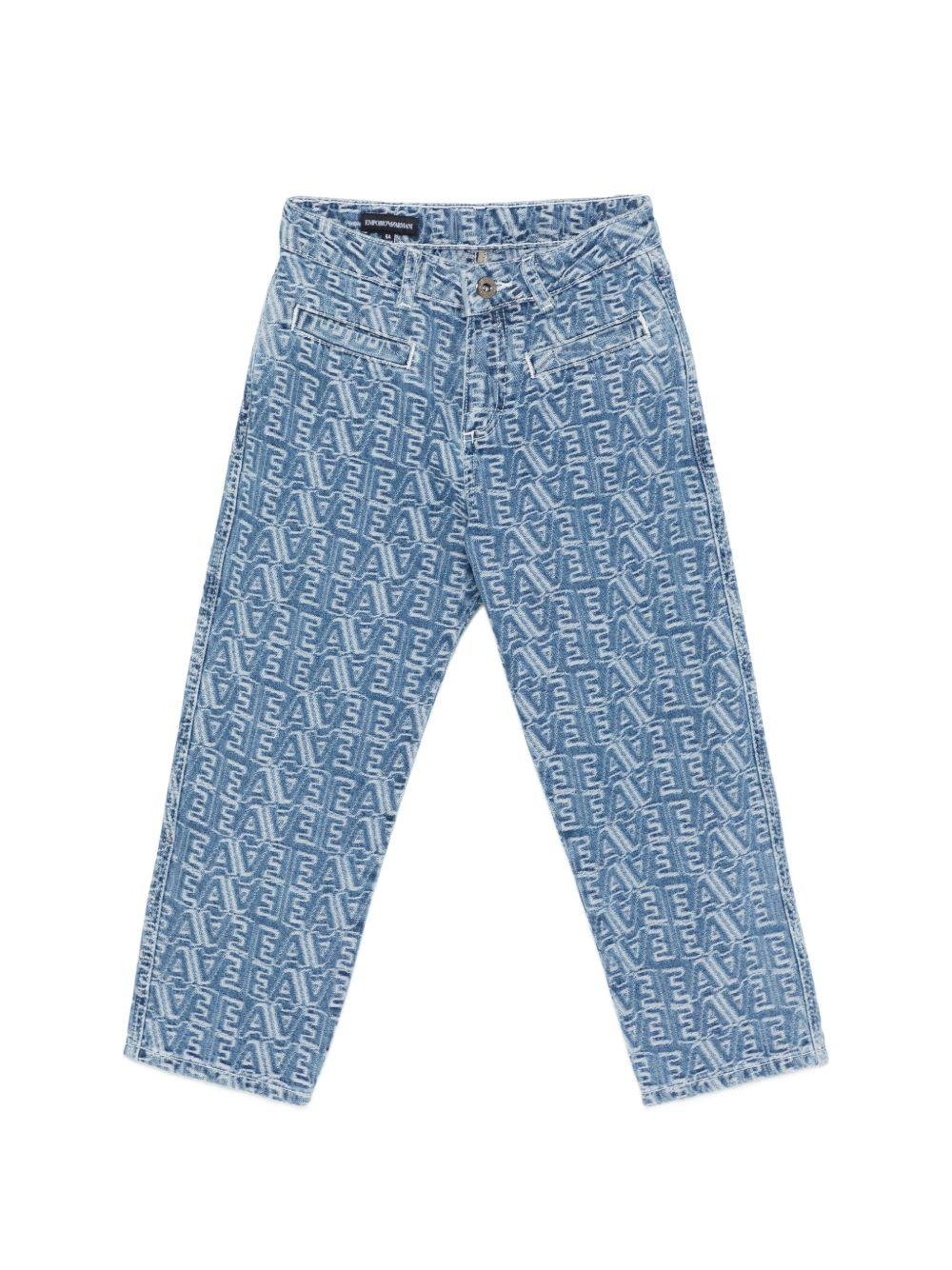 Jeans per bambino Emporio Armani Kids denim con logo lettering - Rubino Kids