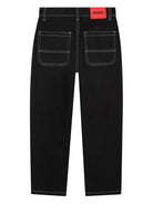 Jeans per bambino Hugo Kids neri con applicazione posteriore con logo - Rubino Kids