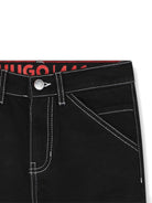 Jeans per bambino Hugo Kids neri con applicazione posteriore con logo - Rubino Kids